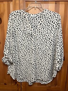 Lush Cream Blouse with Black Spot Print
